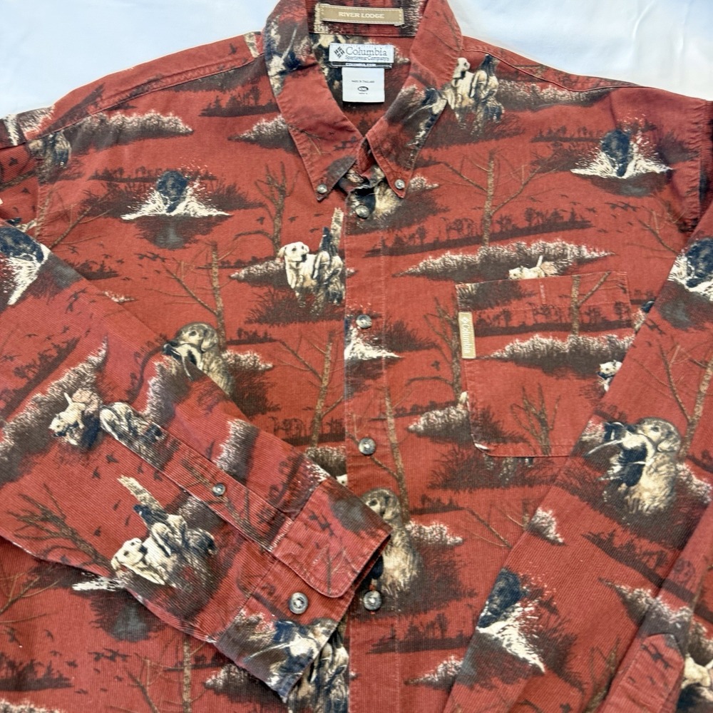 Columbia River Lodge Dog Hunting Shirt Men's Sz XXL Red Corduroy Button Front - Picture 6 of 14